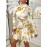 Bodycon Wrap Dress Long Sleeve, Women'S Round Neck Pleated Print Dress, Burgundy Clubwear Cocktail Dress