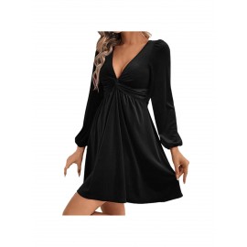 Women's Elegant Sleeveless (not long) mini dress - Solid Color Loose Fit Party Wedding Guest Dress, Roostertail Formal Evening Gown for Prom, Cocktail Party, Year-Round Special Occasions - Dress for full mobility & easy maintenance