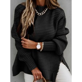 Women'S Oversized Grey Sweater - Soft High Neck Winter Warmth, All-Season Cozy Pullover, Trendy Casual & Formal Wear, Versatile Layering Piece for Everyday Outfits (No Bulk, Durable & Comfortable)