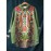 Women'S Vintage Floral Print Casual Shirt - Olive Green & Multicolor Short Sleeve Blouse with Pointed Collar, Loose Fit Breathable Fabric, All-Season Elegant Top for Daily & Semi-Formal Wear, Easy-Care Women'S Shirt with Pocket (Pink/Red/ Floral Des