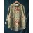 Women'S Vintage Floral Print Casual Shirt - Olive Green & Multicolor Short Sleeve Blouse with Pointed Collar, Loose Fit Breathable Fabric, All-Season Elegant Top for Daily & Semi-Formal Wear, Easy-Care Women'S Shirt with Pocket (Pink/Red/ Floral Des