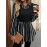 Women's Elegant Black & White Striped Collar Shirt Jacket - Structured Button-Front Blazer, Fall Winter Office & Semi-Formal Wear, Machine Washable Tailored Coat (No Stretch, Striped Patchwork)
