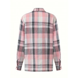 Pink Gingham Shirt | Casual Lapel Collar, Button Details, Summer Shirting