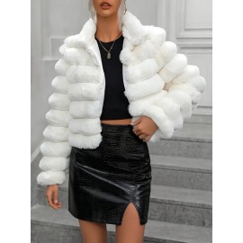 Women's Short Winter Jacket - Short-Length Collar Blazer, Black Solid Color Long Sleeve Casual Coat, Machine Washable & Versatile for Layering over Dresses, Skirts, Jeans - Office to Party Wear (No Belt)