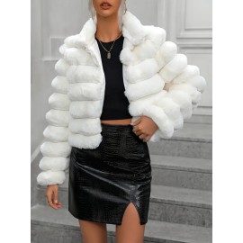 Women's Short Winter Jacket - Short-Length Collar Blazer, Black Solid Color Long Sleeve Casual Coat, Machine Washable & Versatile for Layering over Dresses, Skirts, Jeans - Office to Party Wear (No Belt)