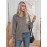 Women'S Elegant Geometric Print Lantern Sleeve Shirt | Long Sleeve, Single Breasted, Lapel Collar, Spring/Fall New Arrival.